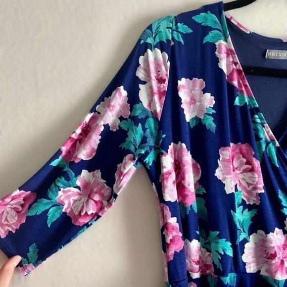 Brixon ivy faux wrap jersey style floral dress large - Picture 2 of 10